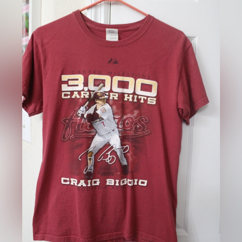 NEW Craig Biggio 3000 hits houston Astros maroon t-shirt size small by gildan.